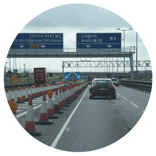 Photo of roadworks on the junction with the M4 and M6
