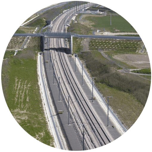 Aerial photo of track laying for the South European Atlantic Tours-Bordeaux high-speed line